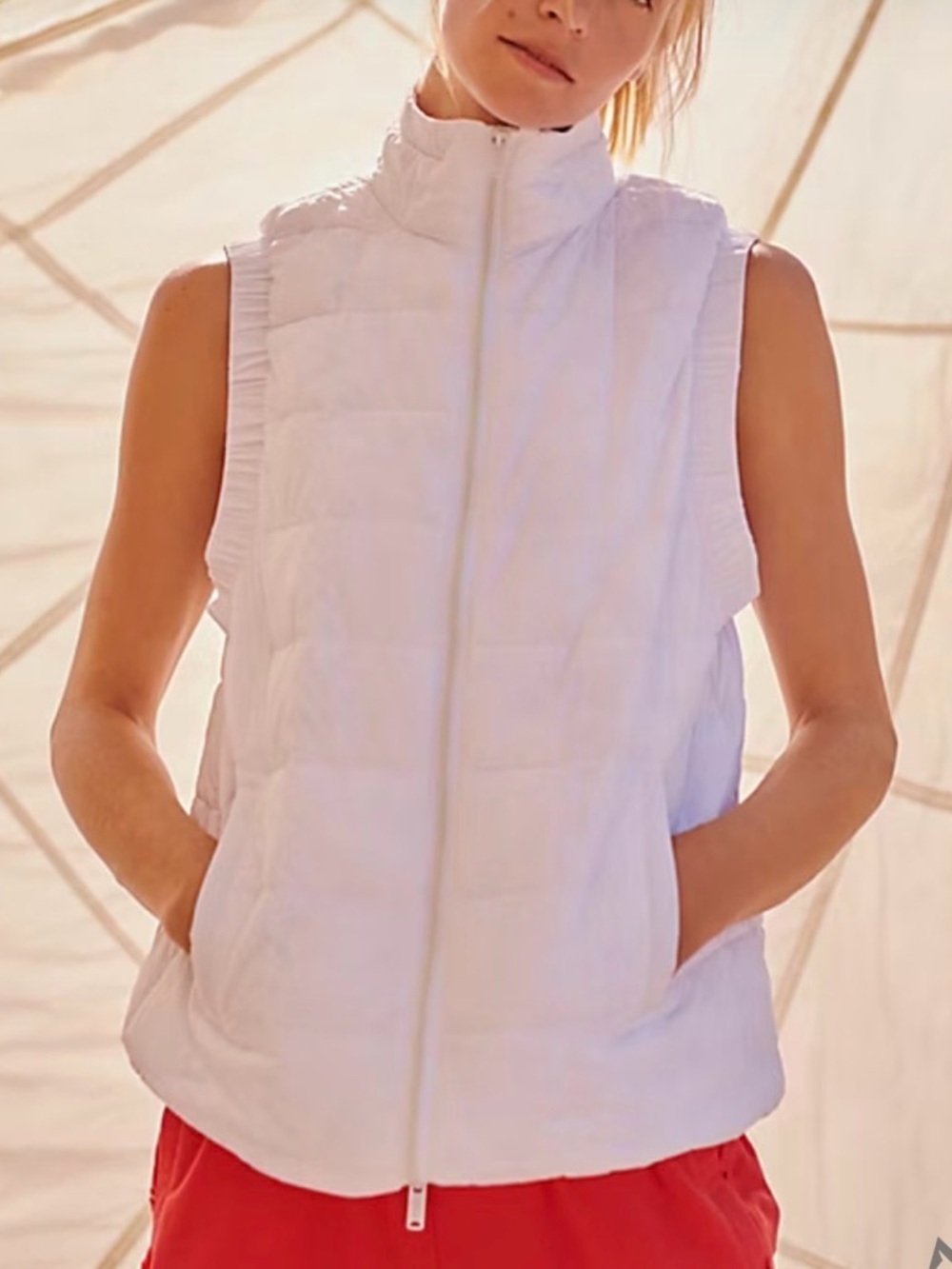 Free People Movement Piper Packable Puffer Vest Women’s Medium White Lightweight